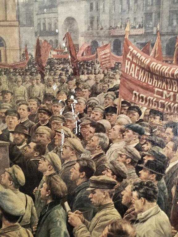 Plakat propagandowy - Lenin przemawia na Placu Teatralnym w Moskwie 5 maja 1920 roku - mal. I.I.Brodski