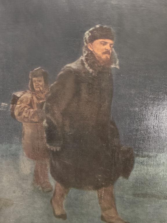 Plakat propagandowy „W. I. Lenin udaje się na wygnanie” – mal. A. A. Ryłow