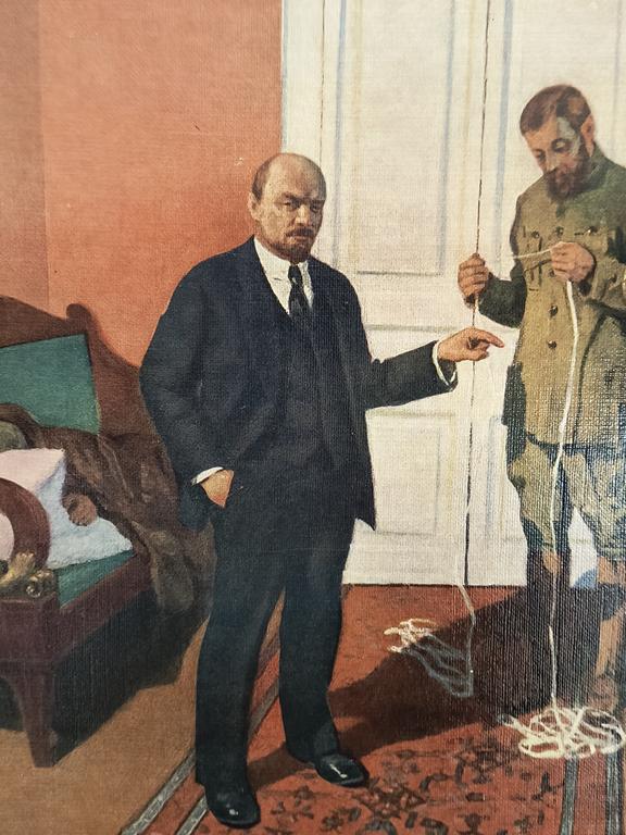 Plakat propagandowy - W. I. LENIN dyktujący telegram - mal. Igor Grabar