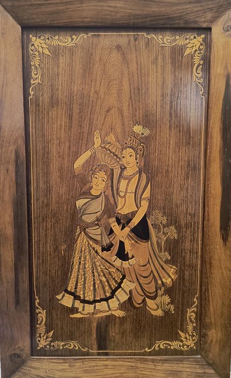 Obraz drewniany, intarsja - Indie