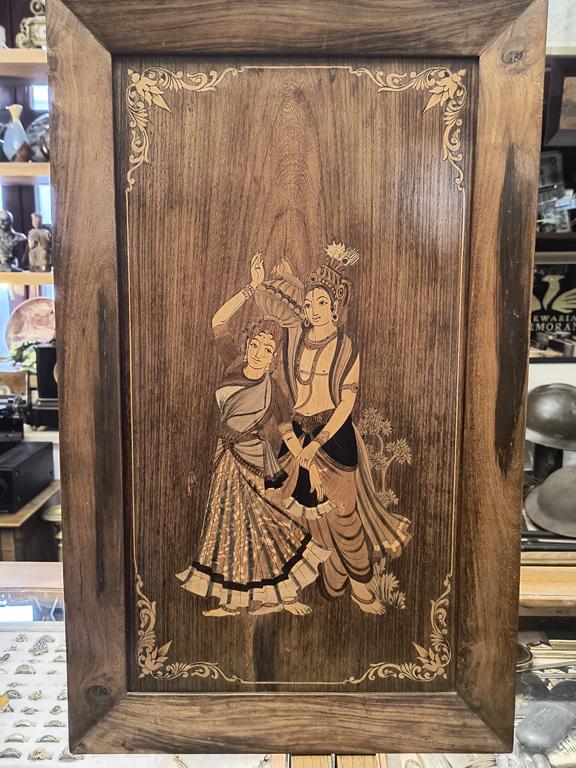 Obraz drewniany, intarsja - Indie