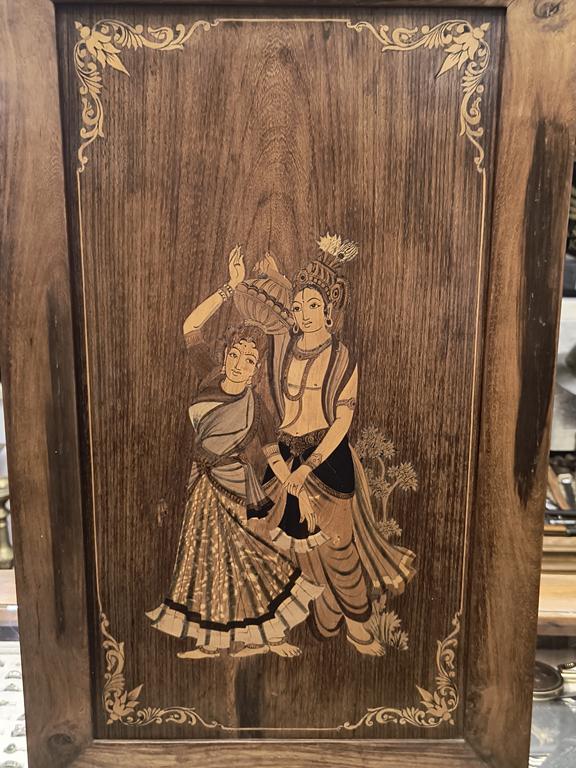 Obraz drewniany, intarsja - Indie