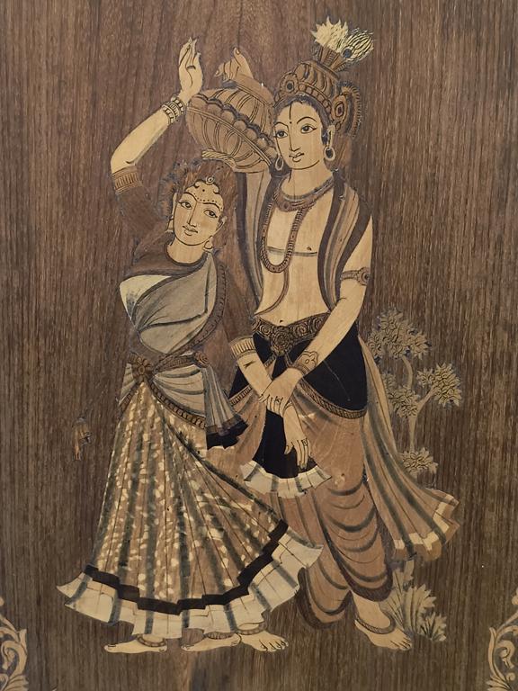 Obraz drewniany, intarsja - Indie