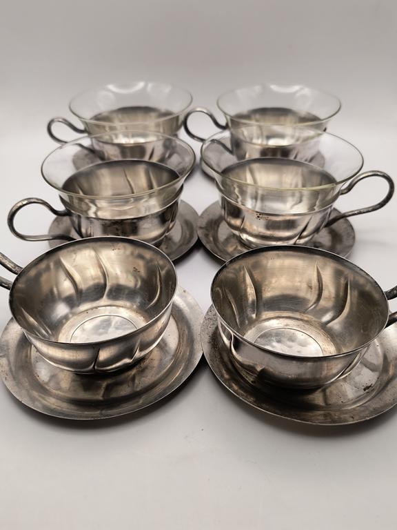 Zestaw szklanek w koszyczkach, z podstawkami - WMF, Niemcy