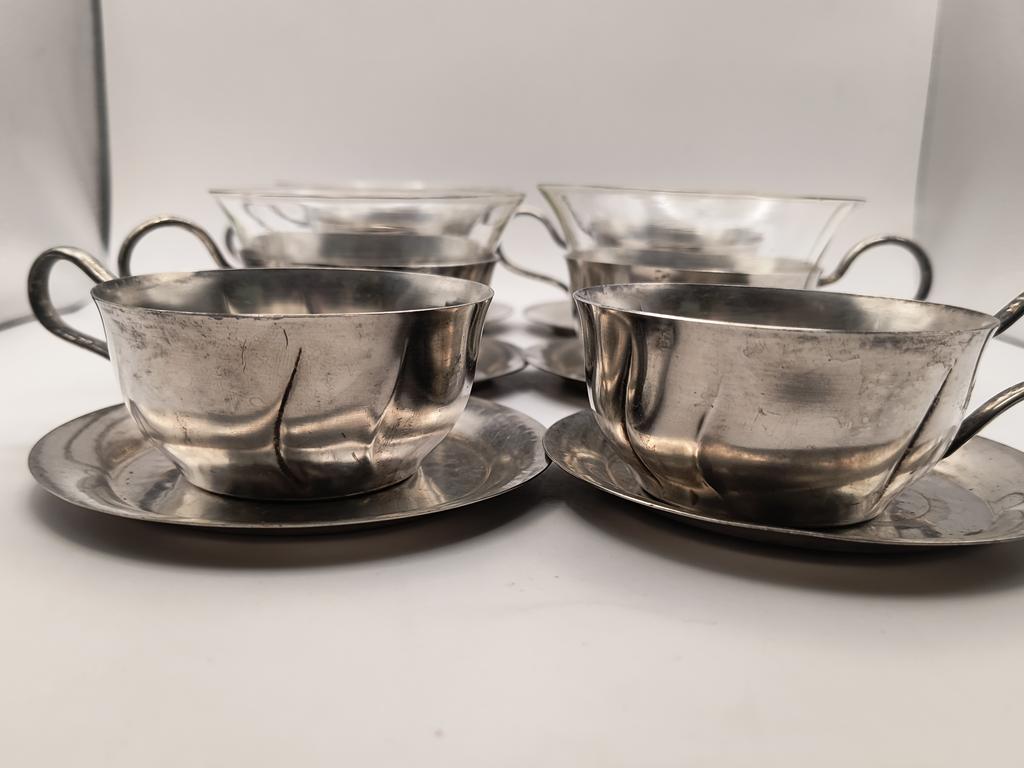 Zestaw szklanek w koszyczkach, z podstawkami - WMF, Niemcy