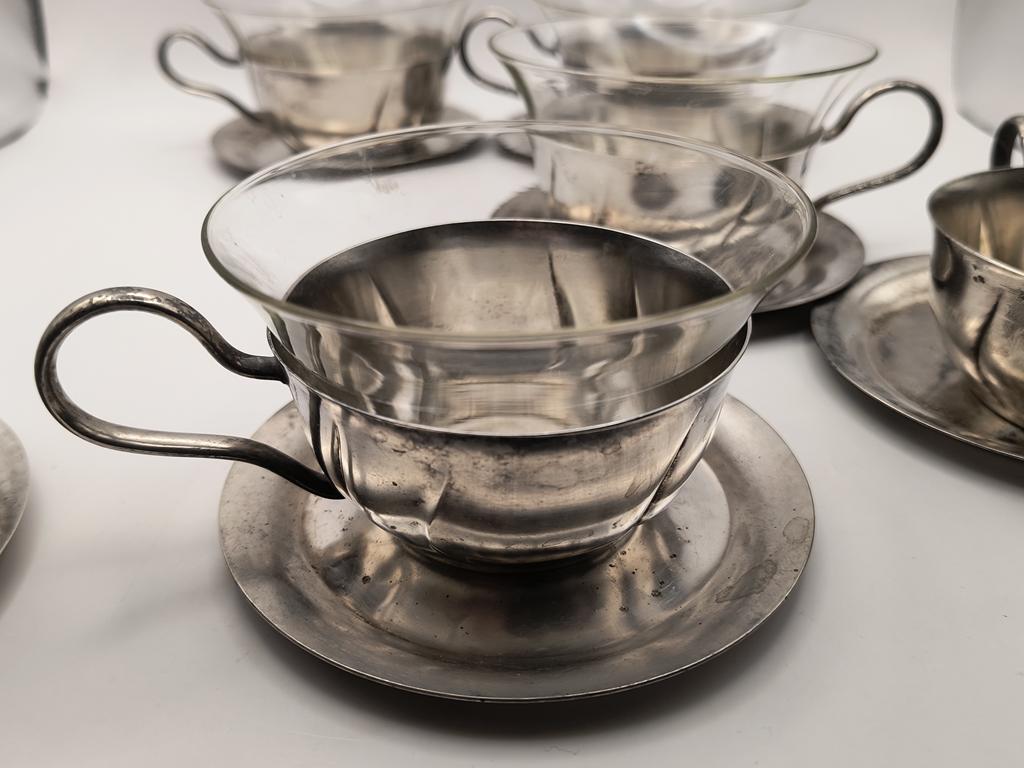 Zestaw szklanek w koszyczkach, z podstawkami - WMF, Niemcy