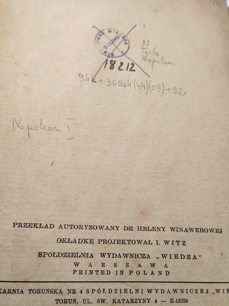 Książka "Napoleon" Eugeniusz Tarle, 1946r.