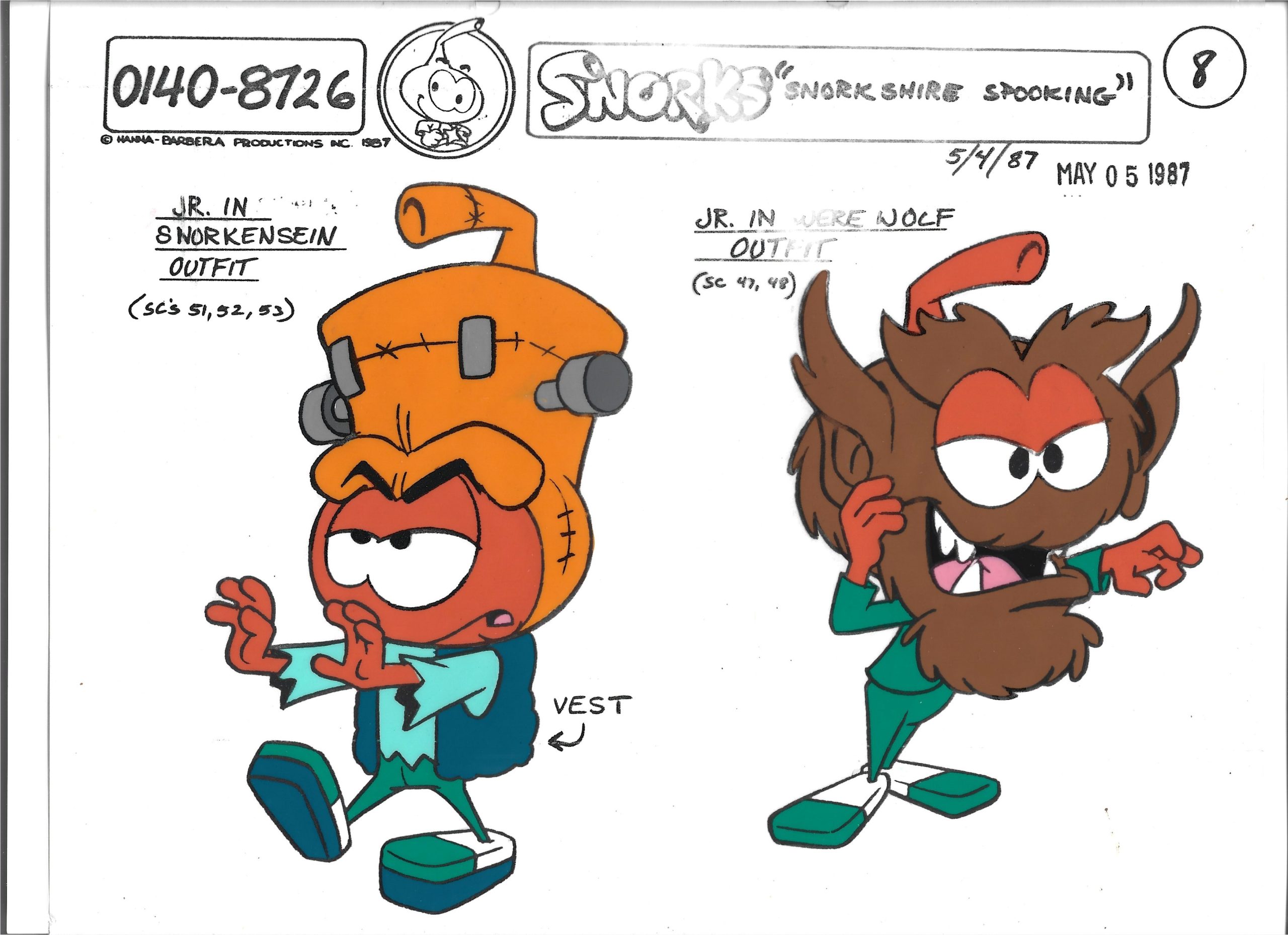 Folia animacyjna SNORKS – SNORKSHIRE SPOOKING: Jr. in were wolf outfit -1987 r.