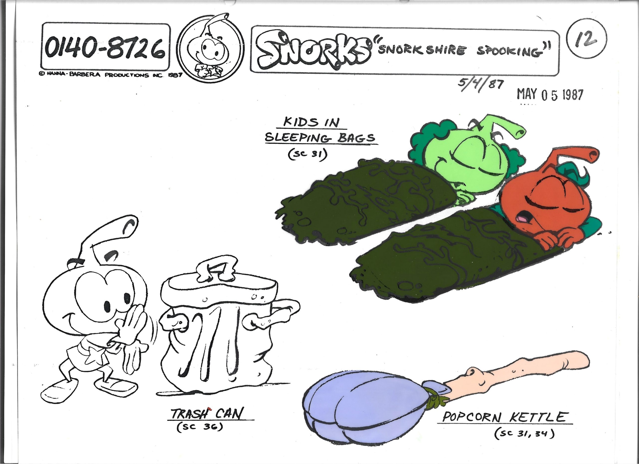 Folia animacyjna SNORKS – SNORKSHIRE SPOOKING: Kids in sleeping bags -1987 r.