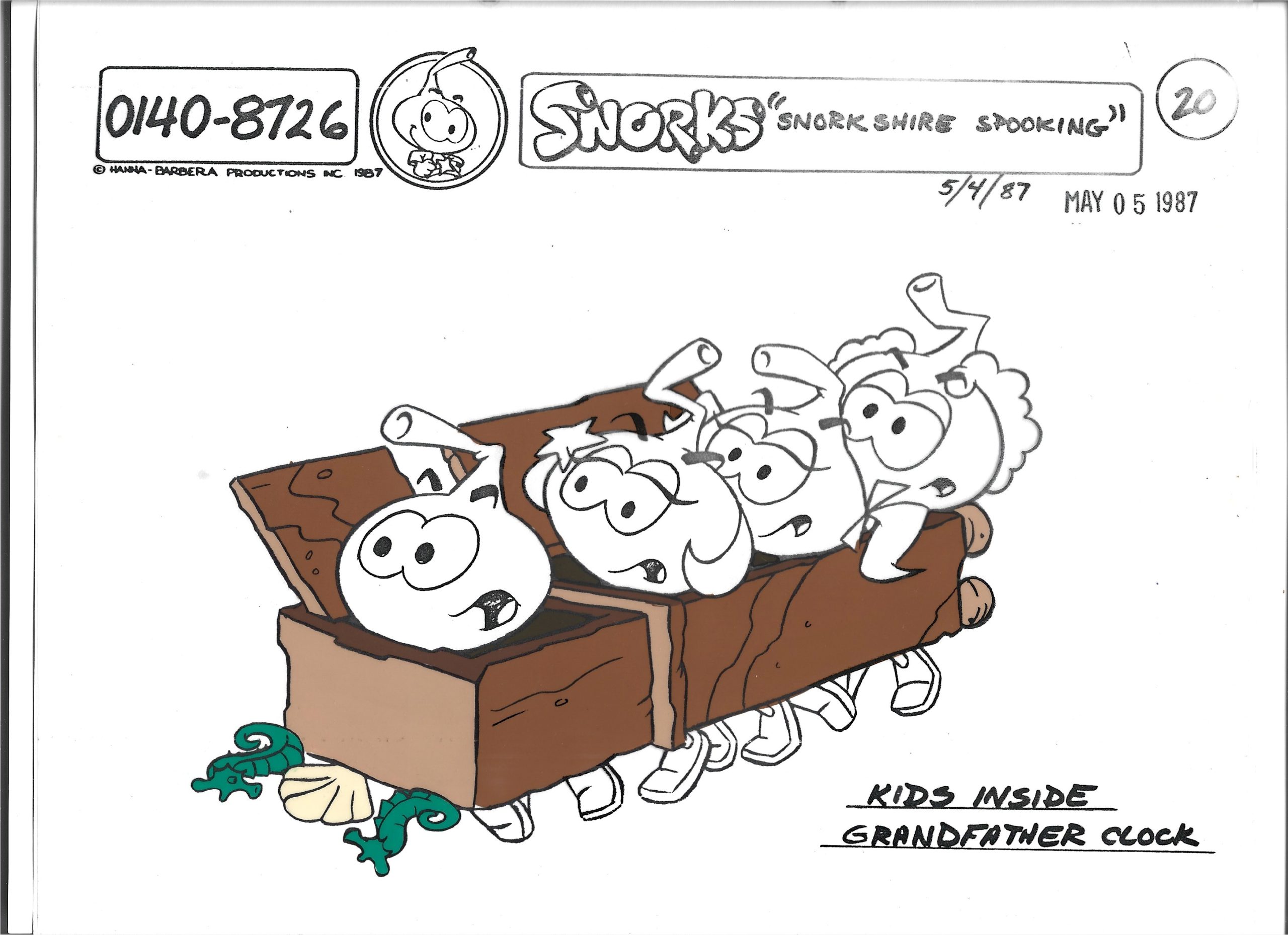 Folia animacyjna SNORKS – SNORKSHIRE SPOOKING: Kids inside grandfather clock -1987 r.