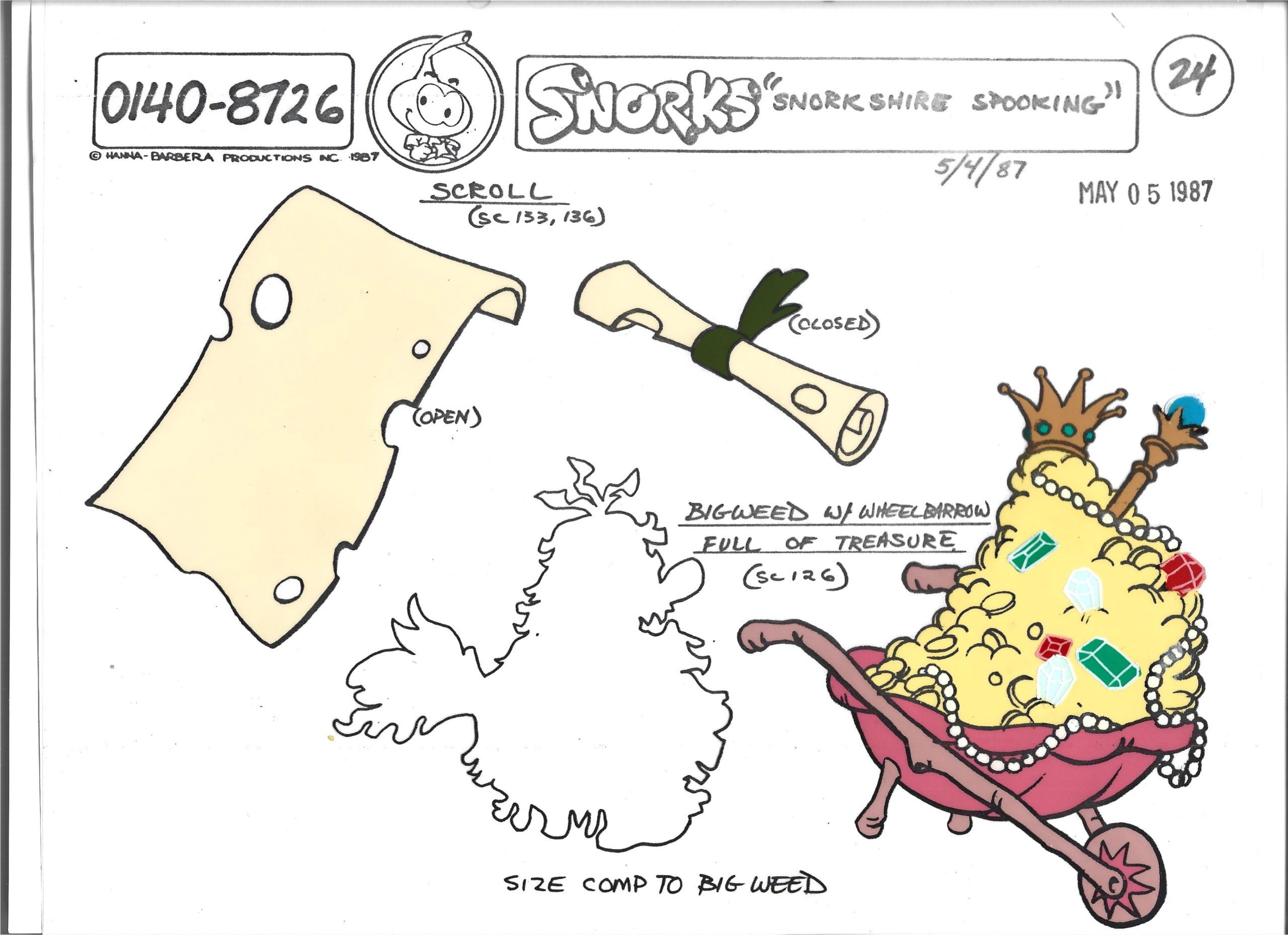 Folia animacyjna SNORKS – SNORKSHIRE SPOOKING: Big Weed w/ wheelbarrow full of treasure -1987 r.
