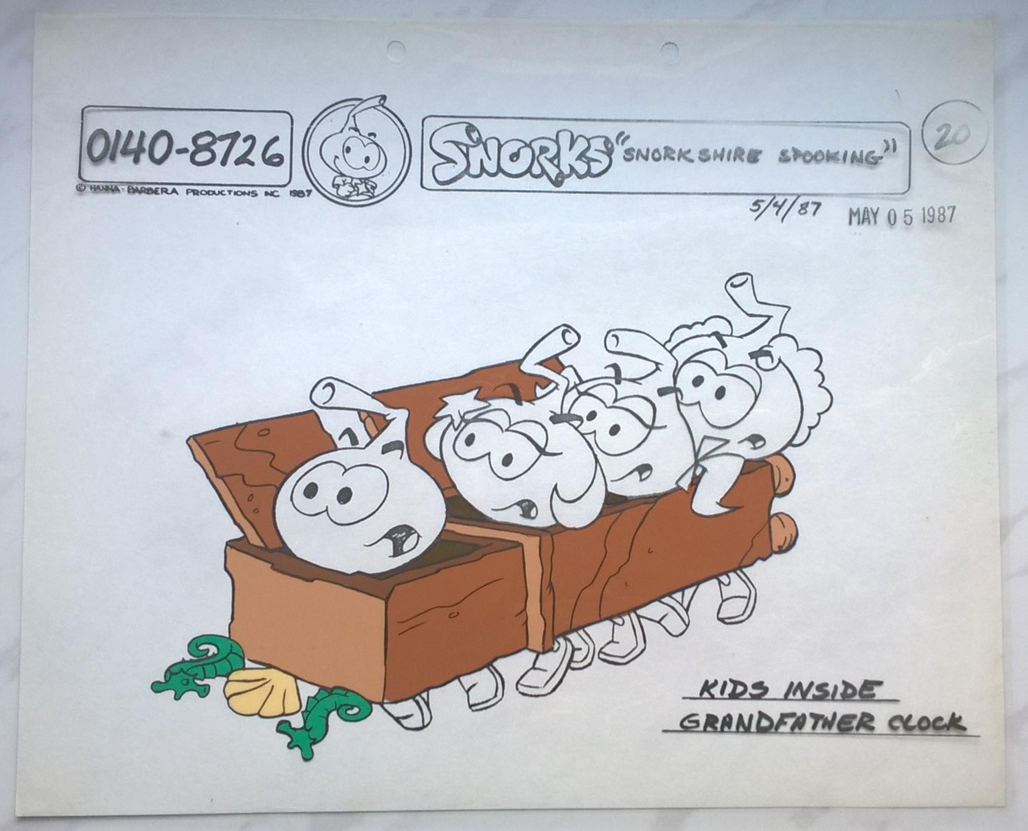 Folia animacyjna SNORKS – SNORKSHIRE SPOOKING: Kids inside grandfather clock -1987 r.