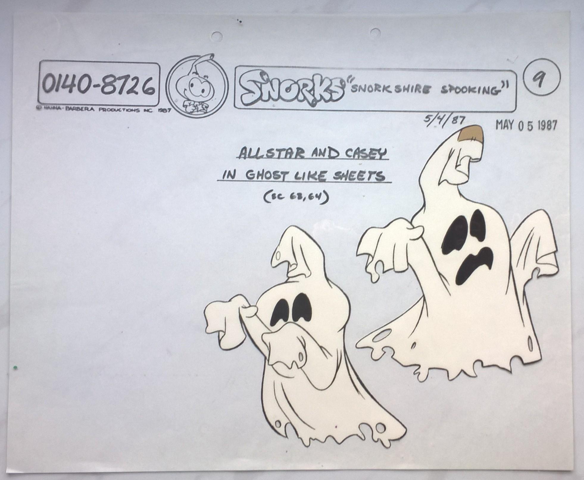 Folia animacyjna SNORKS – SNORKSHIRE SPOOKING: Allstar and Casey in ghost like sheets -1987 r.