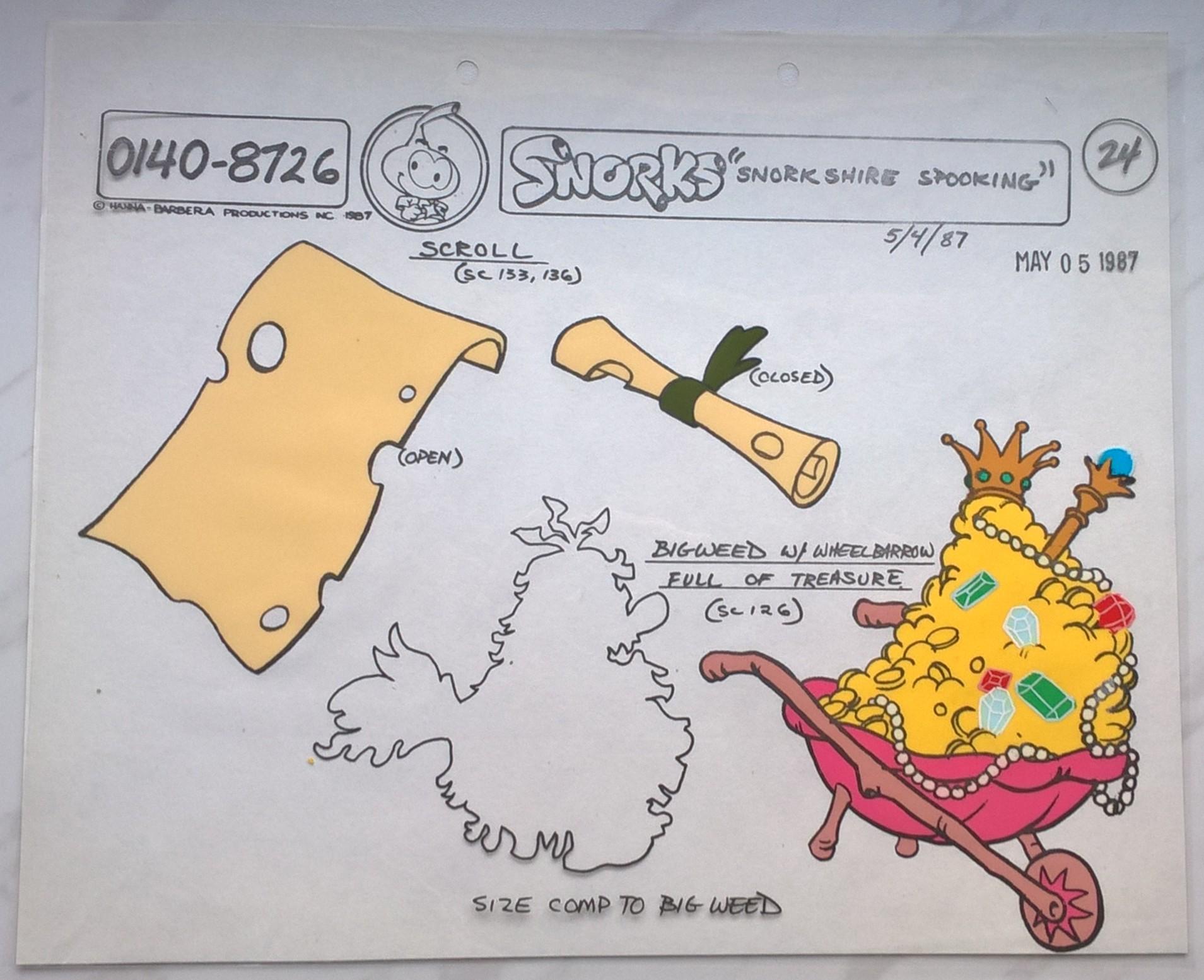Folia animacyjna SNORKS – SNORKSHIRE SPOOKING: Big Weed w/ wheelbarrow full of treasure -1987 r.