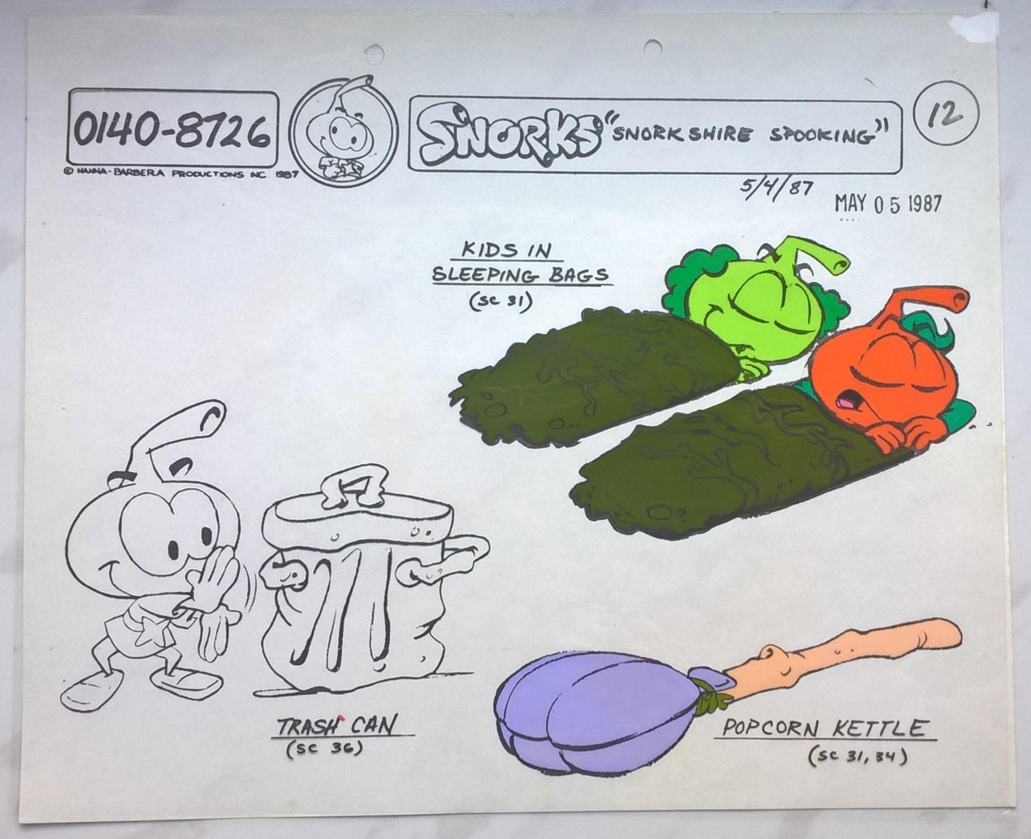 Folia animacyjna SNORKS – SNORKSHIRE SPOOKING: Kids in sleeping bags -1987 r.