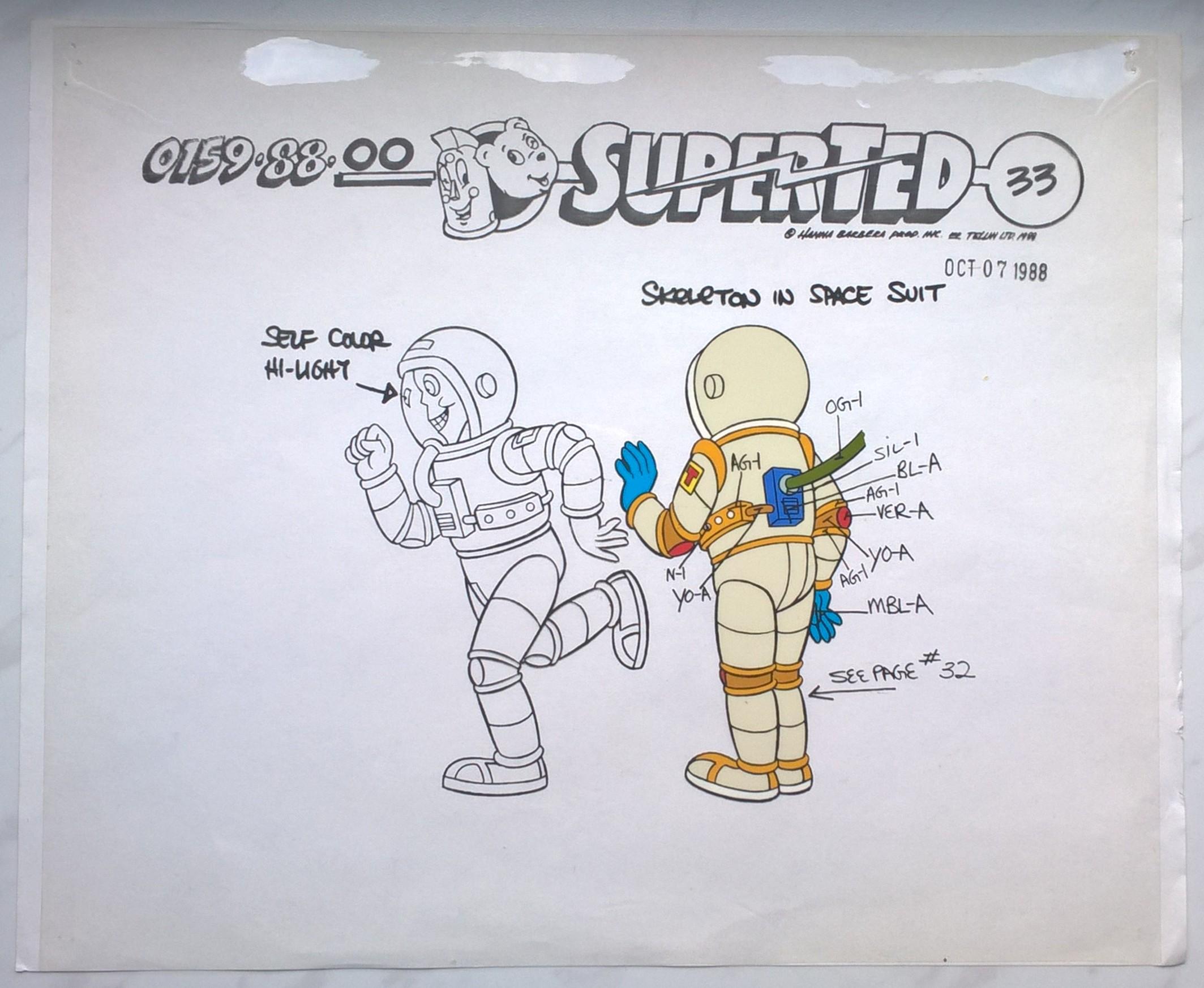 Folia animacyjna z bajki „SUPERTED” – Skeleton in space suit – Hanna-Barbera, POLAND, 1988 r.
