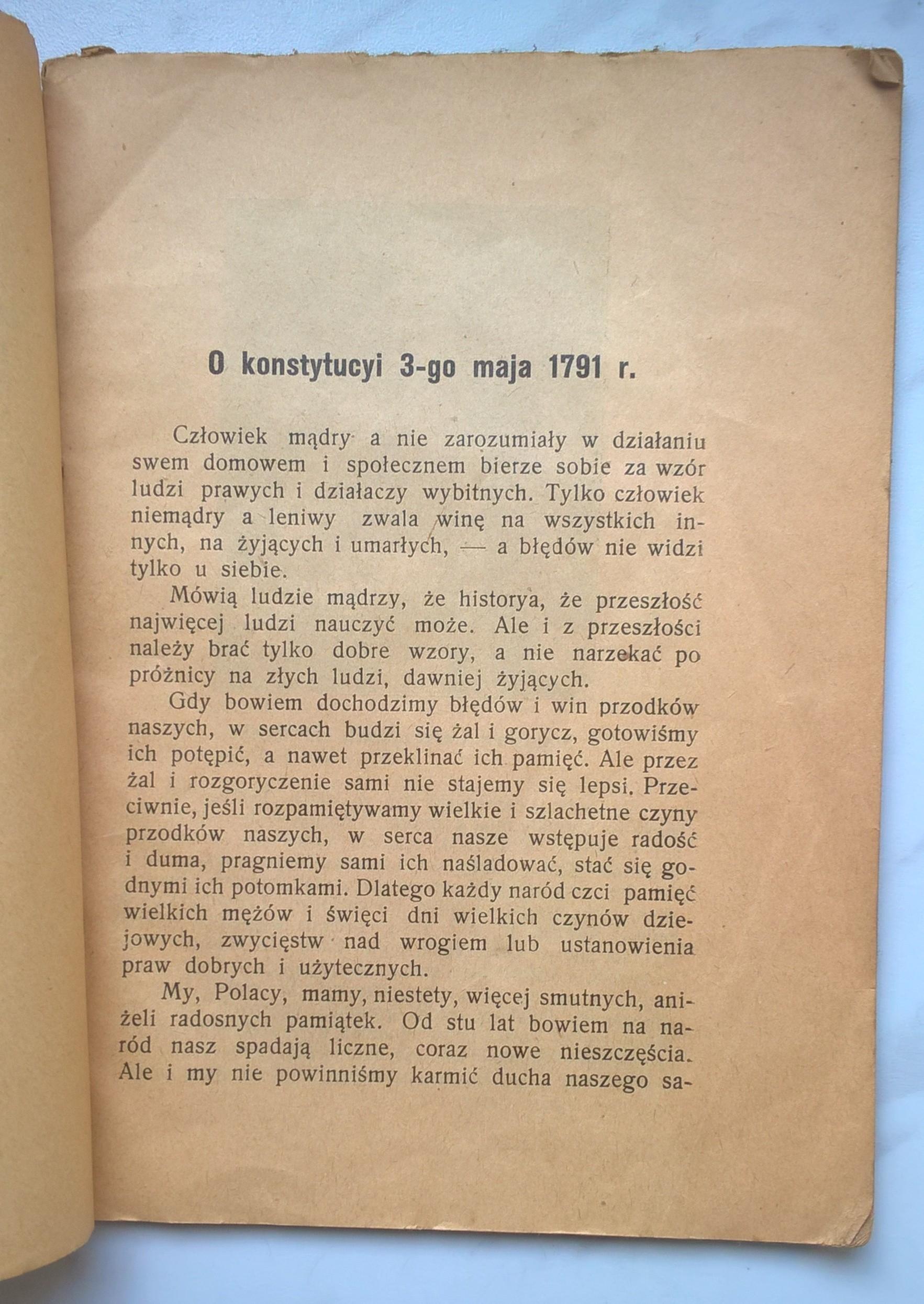 Książeczka "3 Maja 1791 r.. Zarys dziejów Konstytucyi Trzeciego Maja z dołączeniem samej 'Ustawy Rządowej', poprzedzonej objaśnieniami", 1914 r.