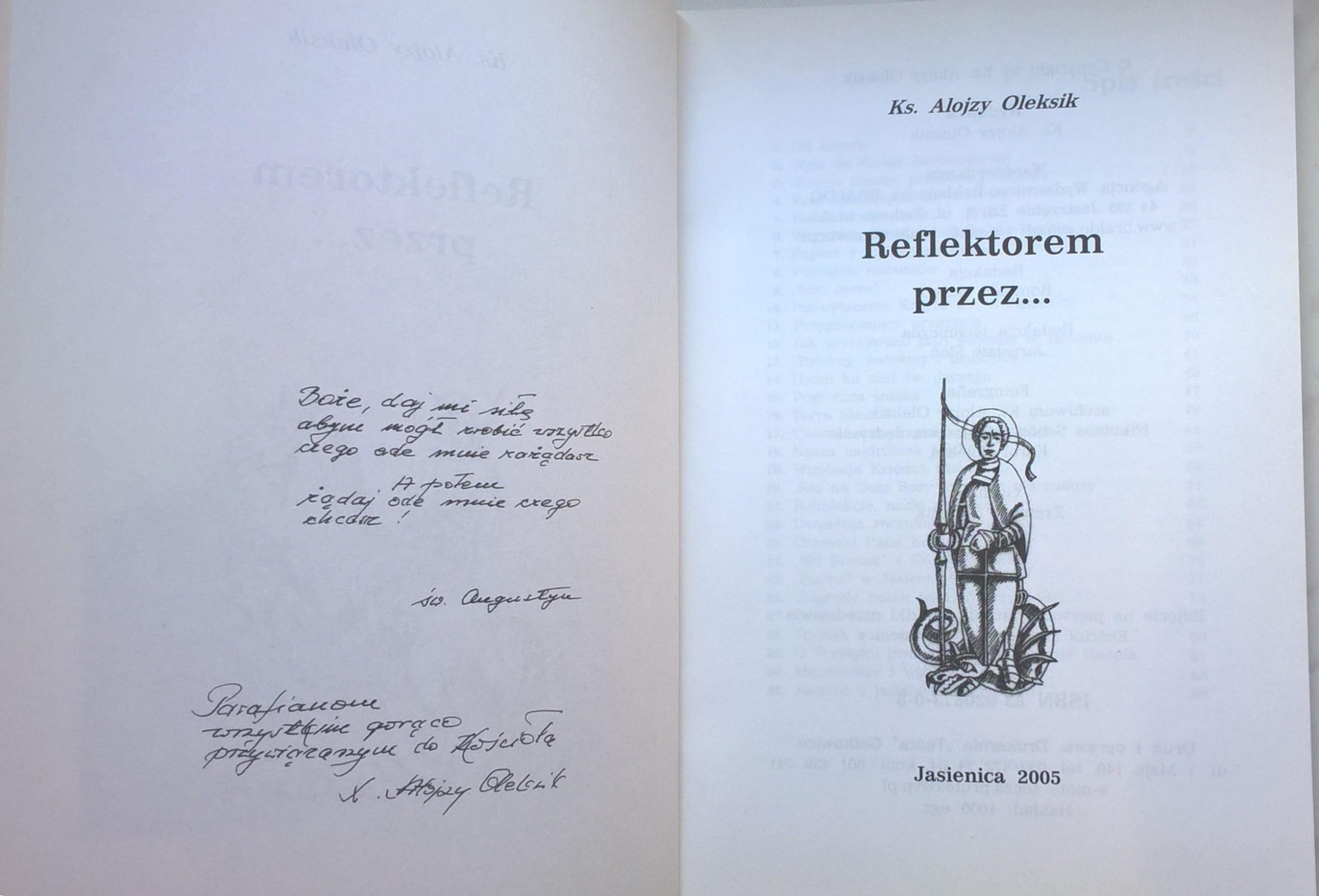 Książka "Reflektorem przez ..." Ks. Alojzy Oleksik - Jasienica, 2005 r.