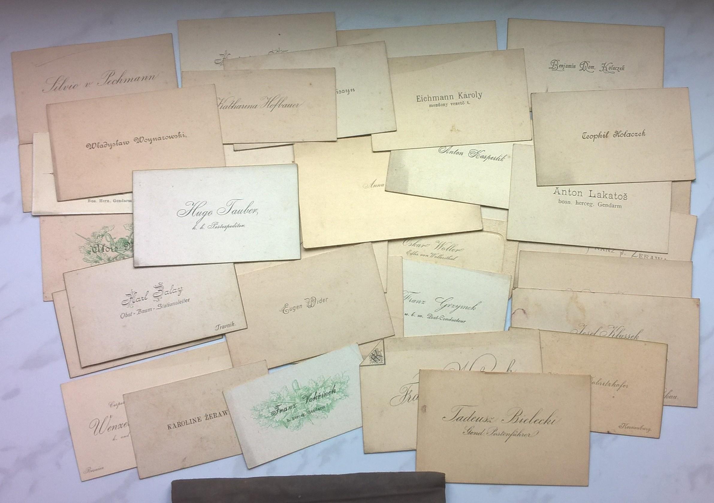 Zestaw starych wizytówek - okres międzywojenny