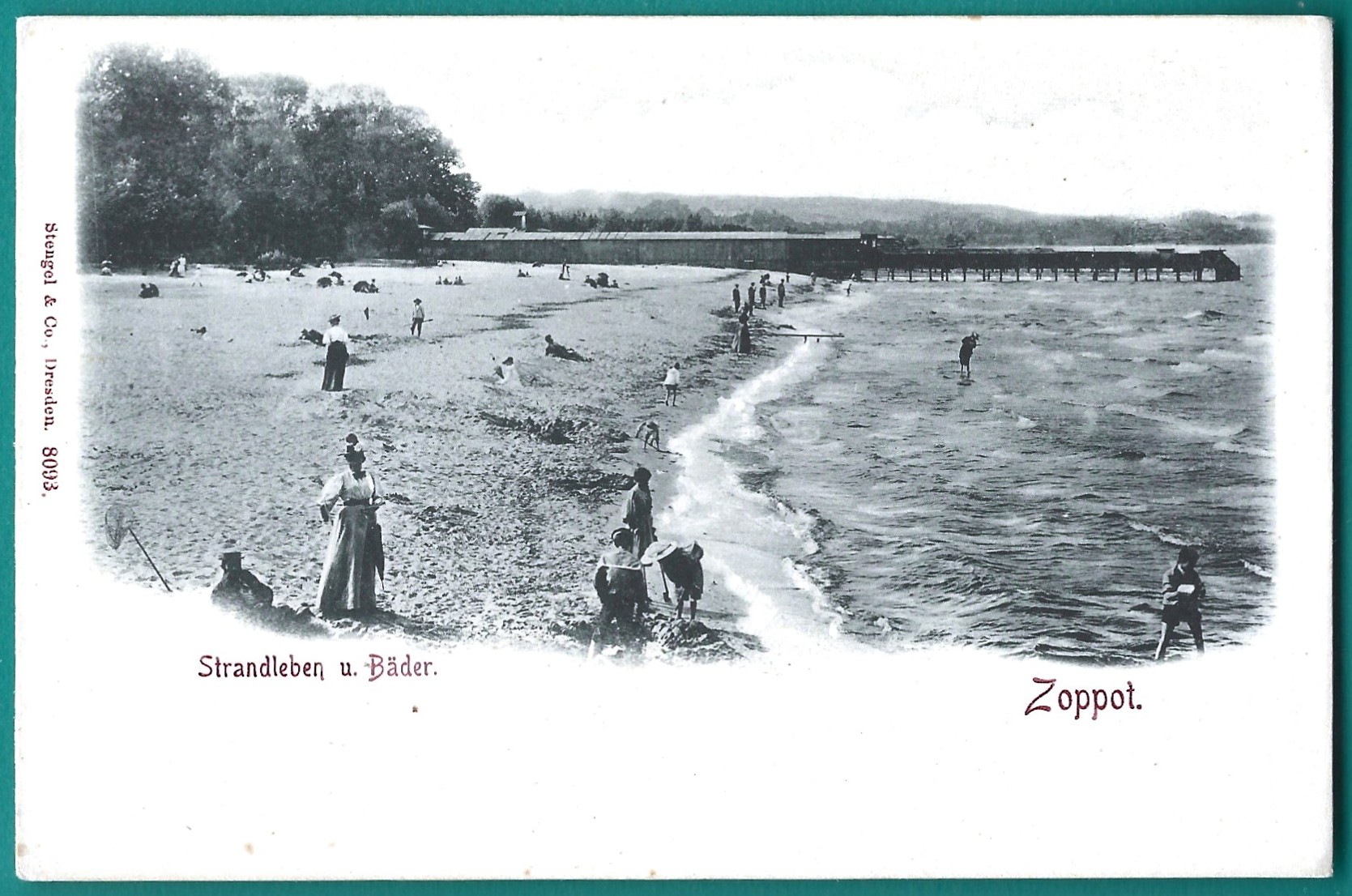 Pocztówka - Zoppot. Strandleben u. Bader - Sopot. Życie na plaży i kąpiele