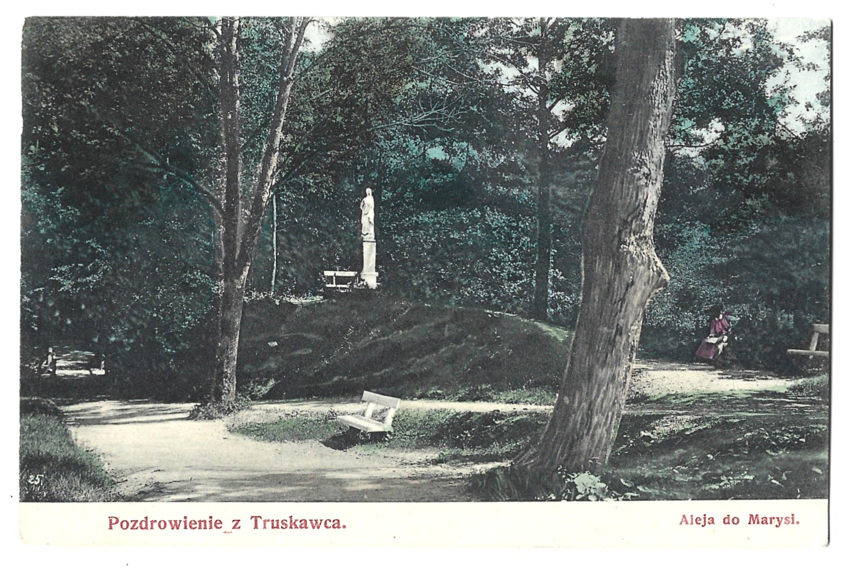 Pocztówka - Pozdrowienie z Truskawca. Aleja do Marysi, 1906 r. - Kresy wschodnie