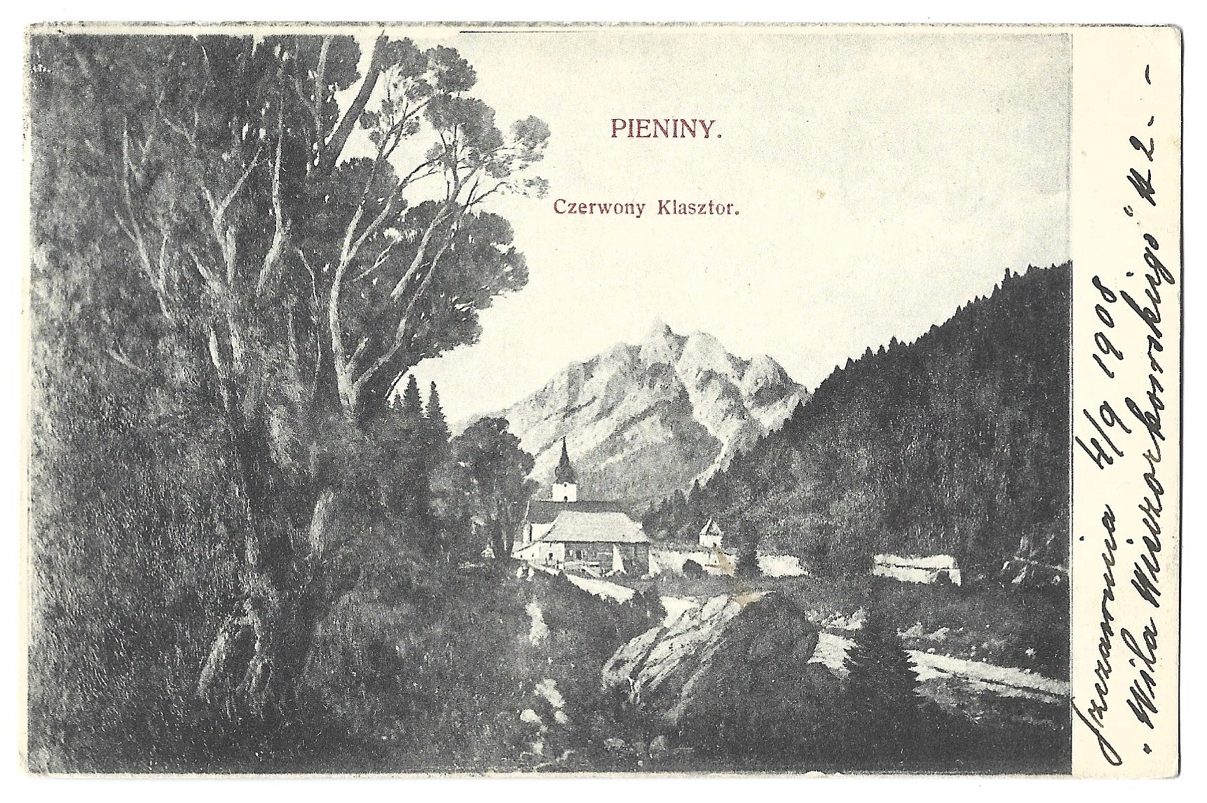 Pocztówka - Pieniny. Czerwony Klasztor, 1908 r.