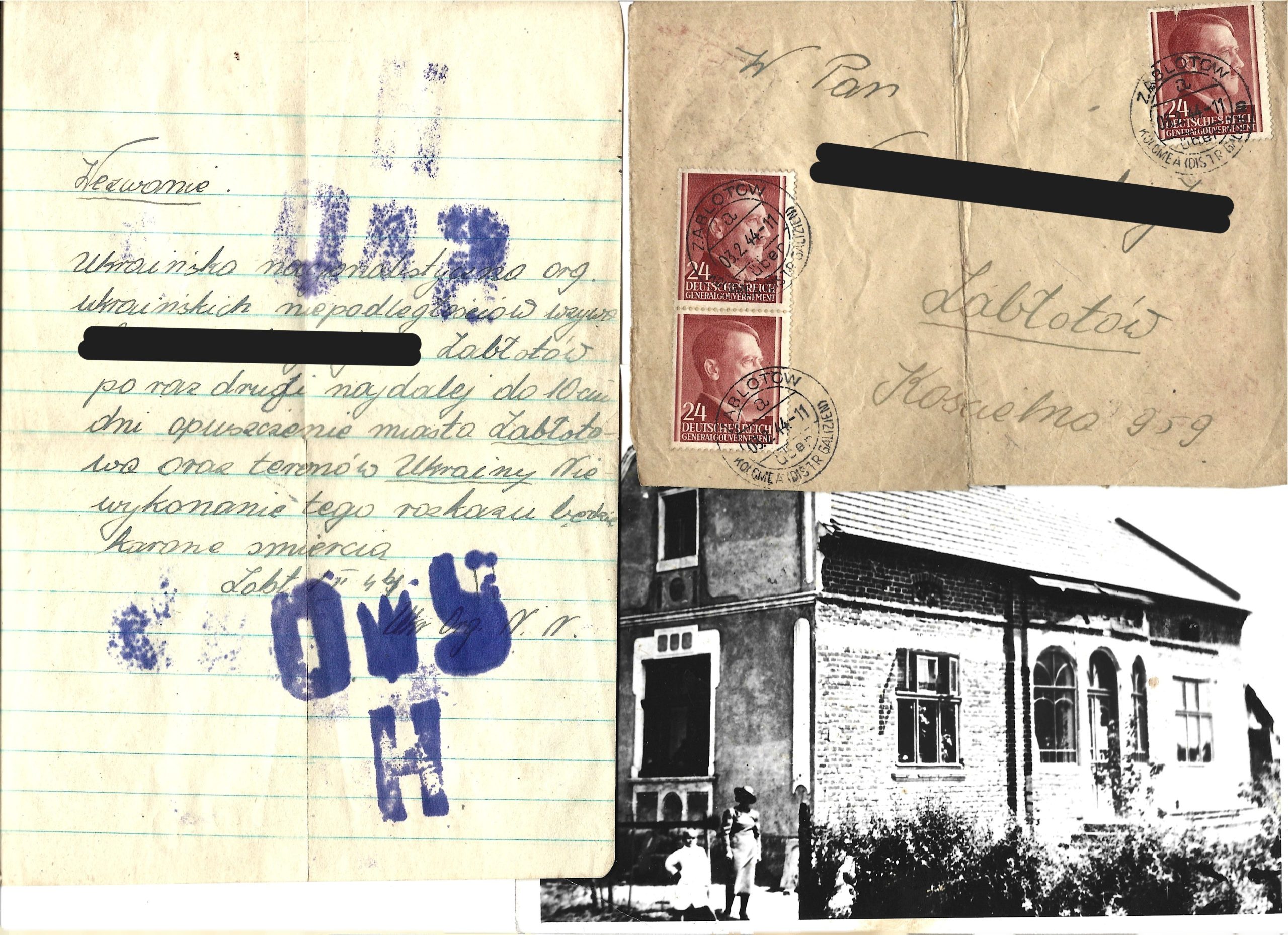 Zestaw oryginalny - dokument OUN-UPA, koperta, zdjęcie - 1944 r. - Kresy Wschodnie