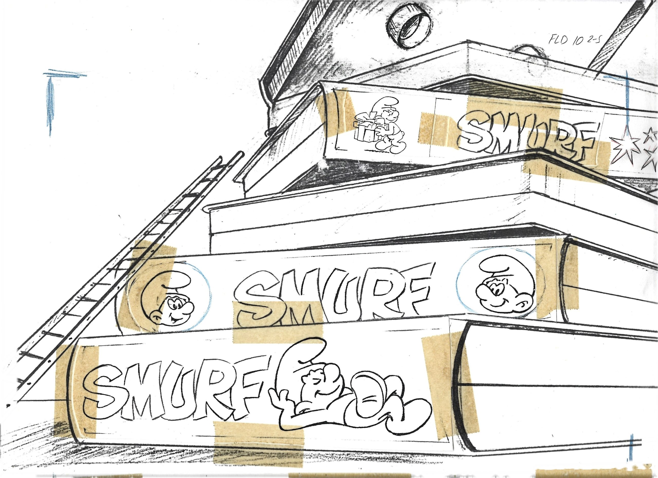 Zestaw animacyjny z bajki Smerfy - projekt i tło