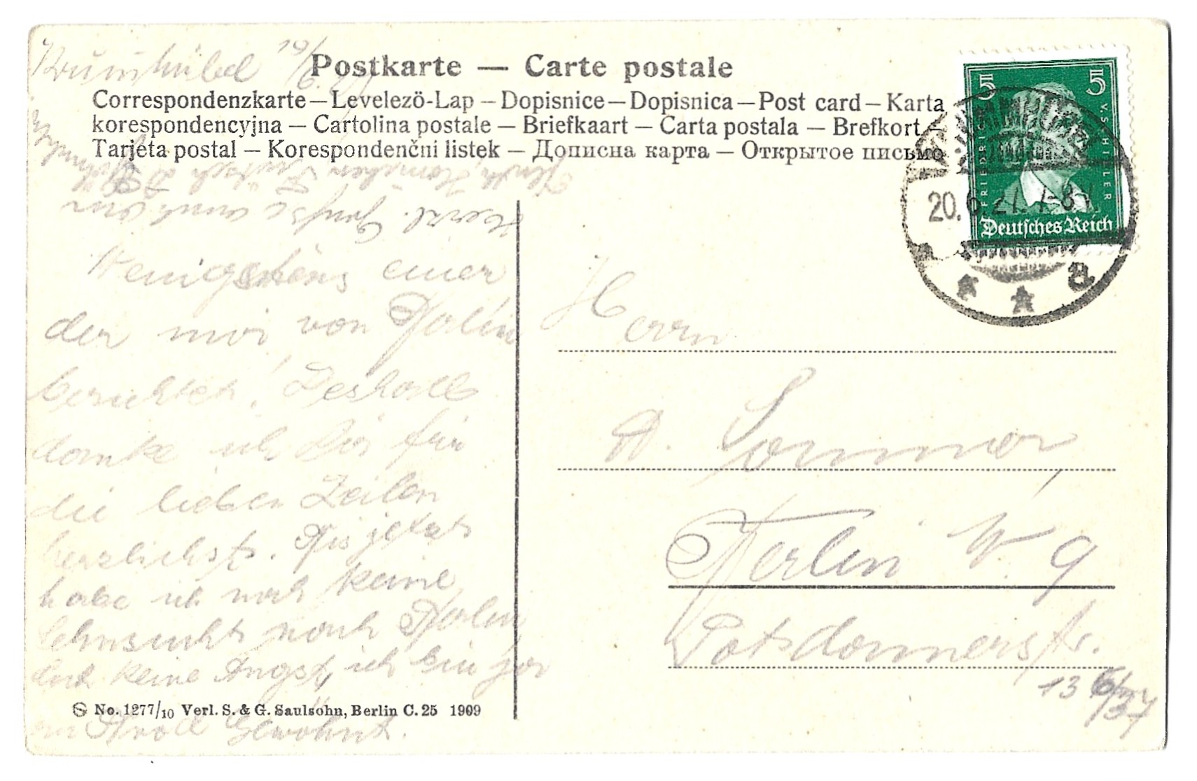 Pocztówka - Riesengebirge. Melzergrund - Karkonosze. Kocioł Łomniczki, 1909 r.