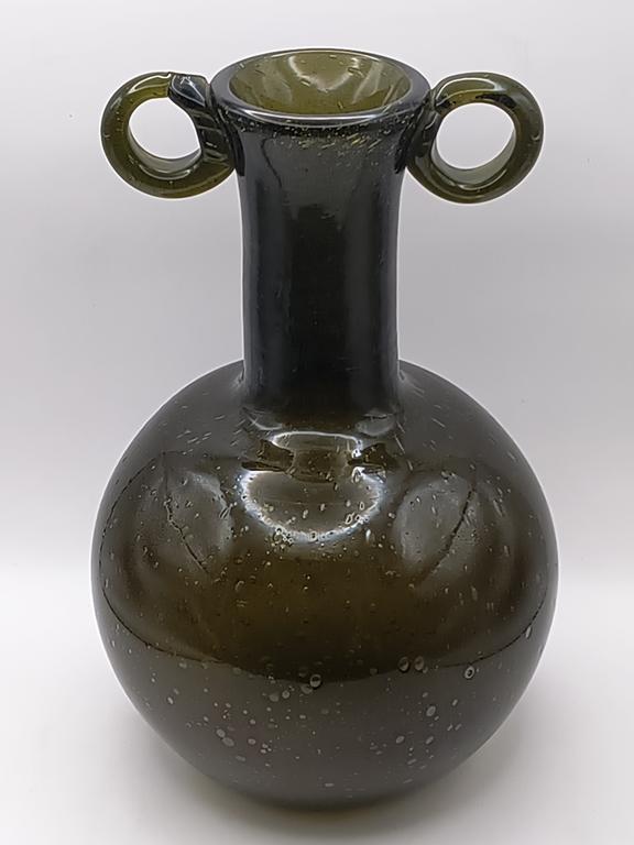 Wazon szklany zielony, PRL