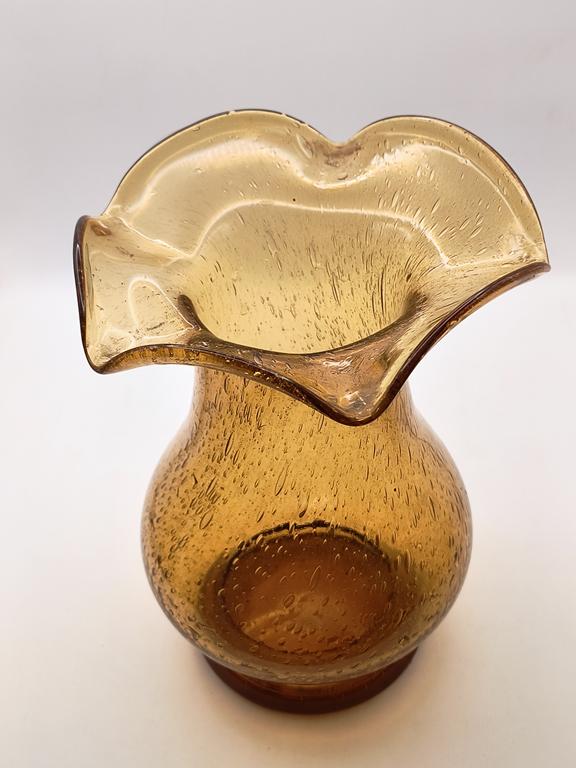 Wazon szklany miodowy PRL