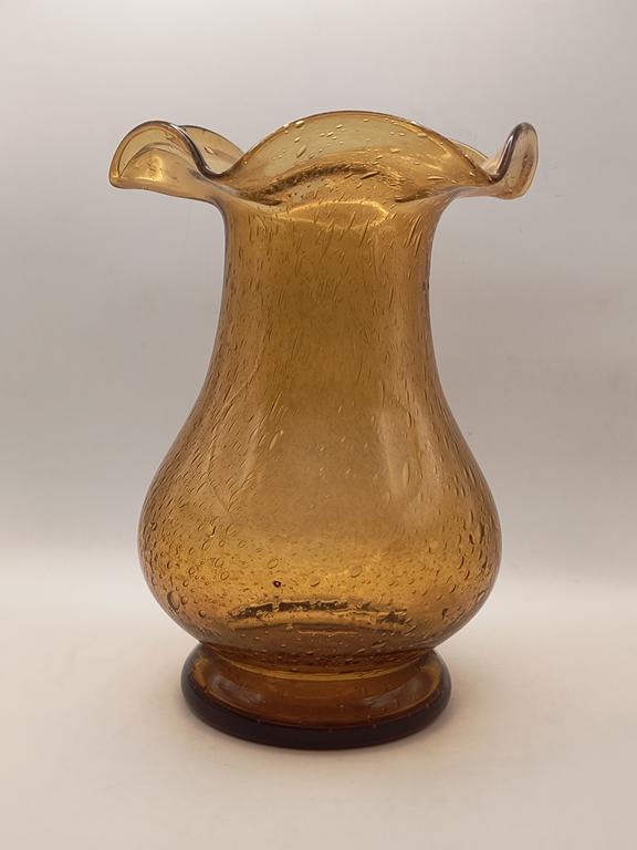 Wazon szklany miodowy PRL