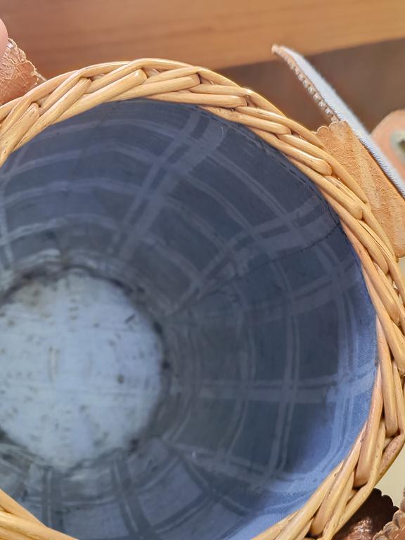 Koszyk piknikowy, torebka wiklinowa - PRL