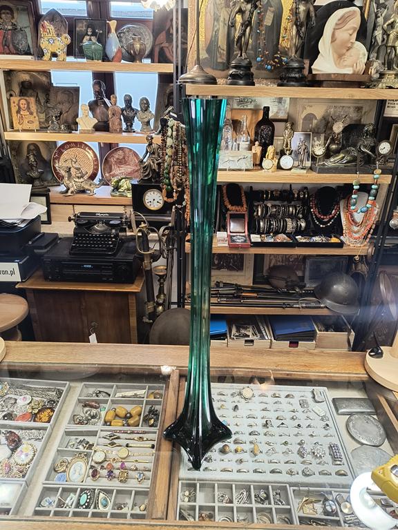 Wysoki wazon szklany zielony FLET - wyprzedaż