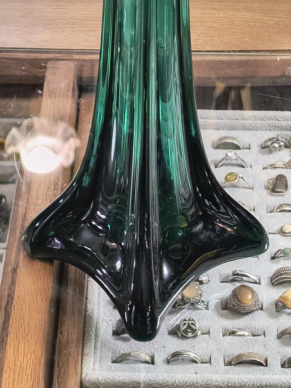 Wysoki wazon szklany zielony FLET - wyprzedaż