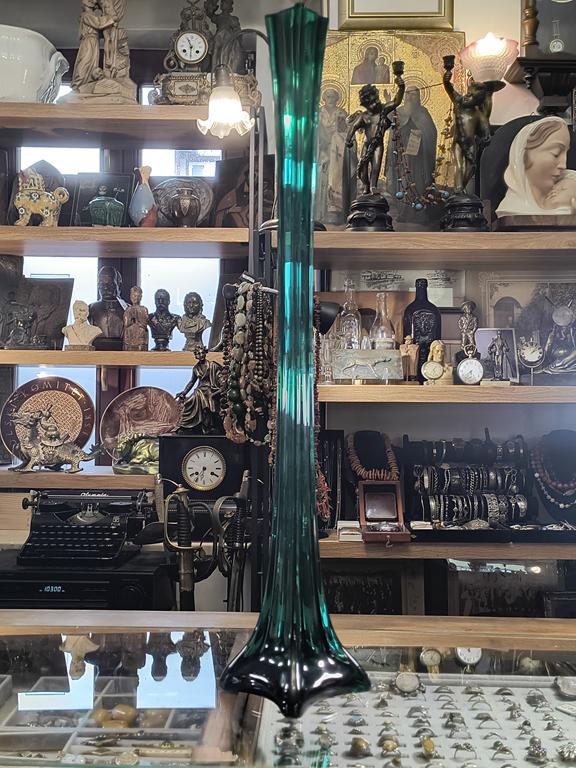 Wysoki wazon szklany zielony FLET - wyprzedaż