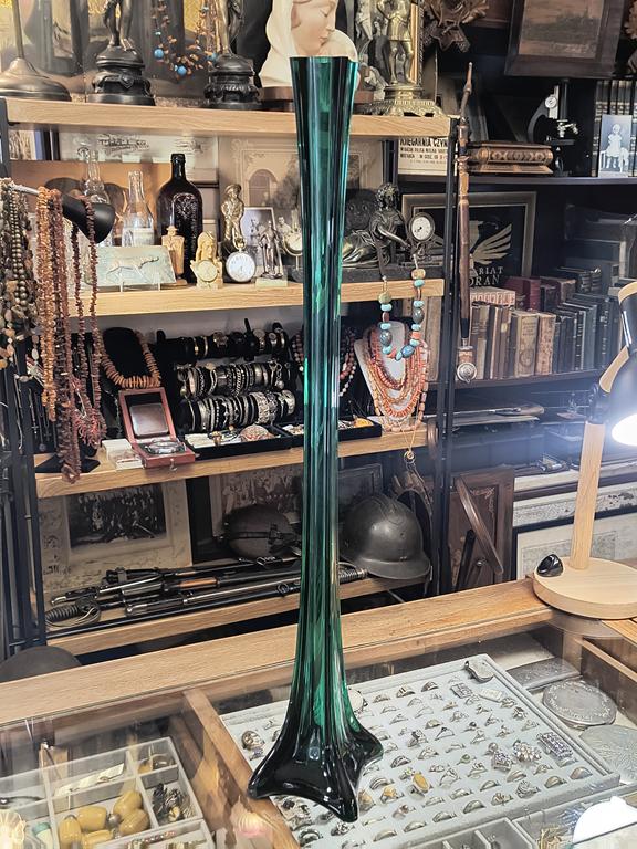 Wysoki wazon szklany zielony FLET - wyprzedaż