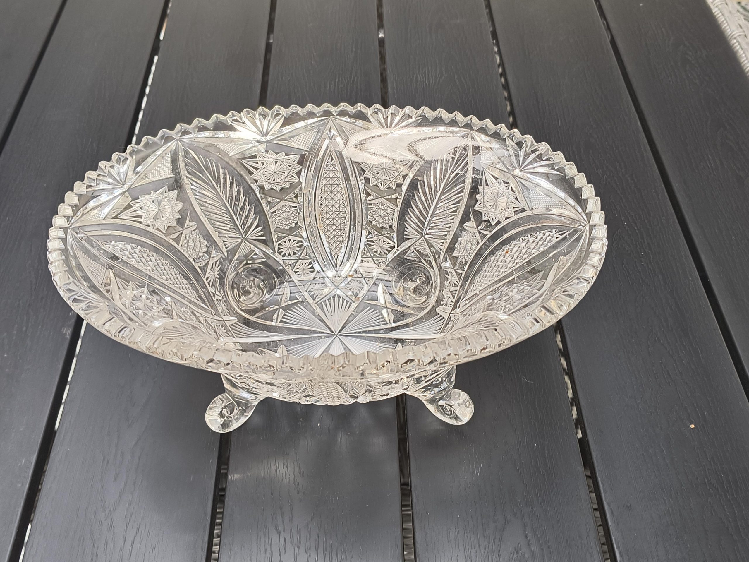 Żardyniera kryształowa - patera na nóżkach