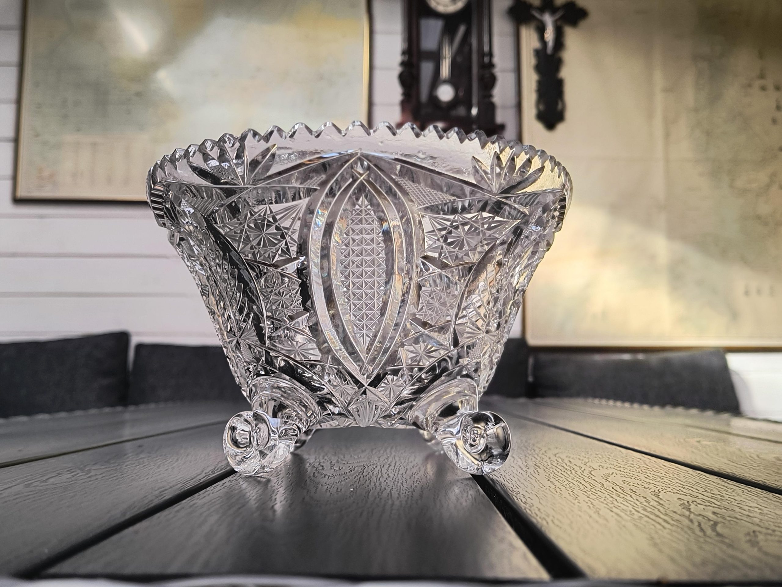 Żardyniera kryształowa - patera na nóżkach