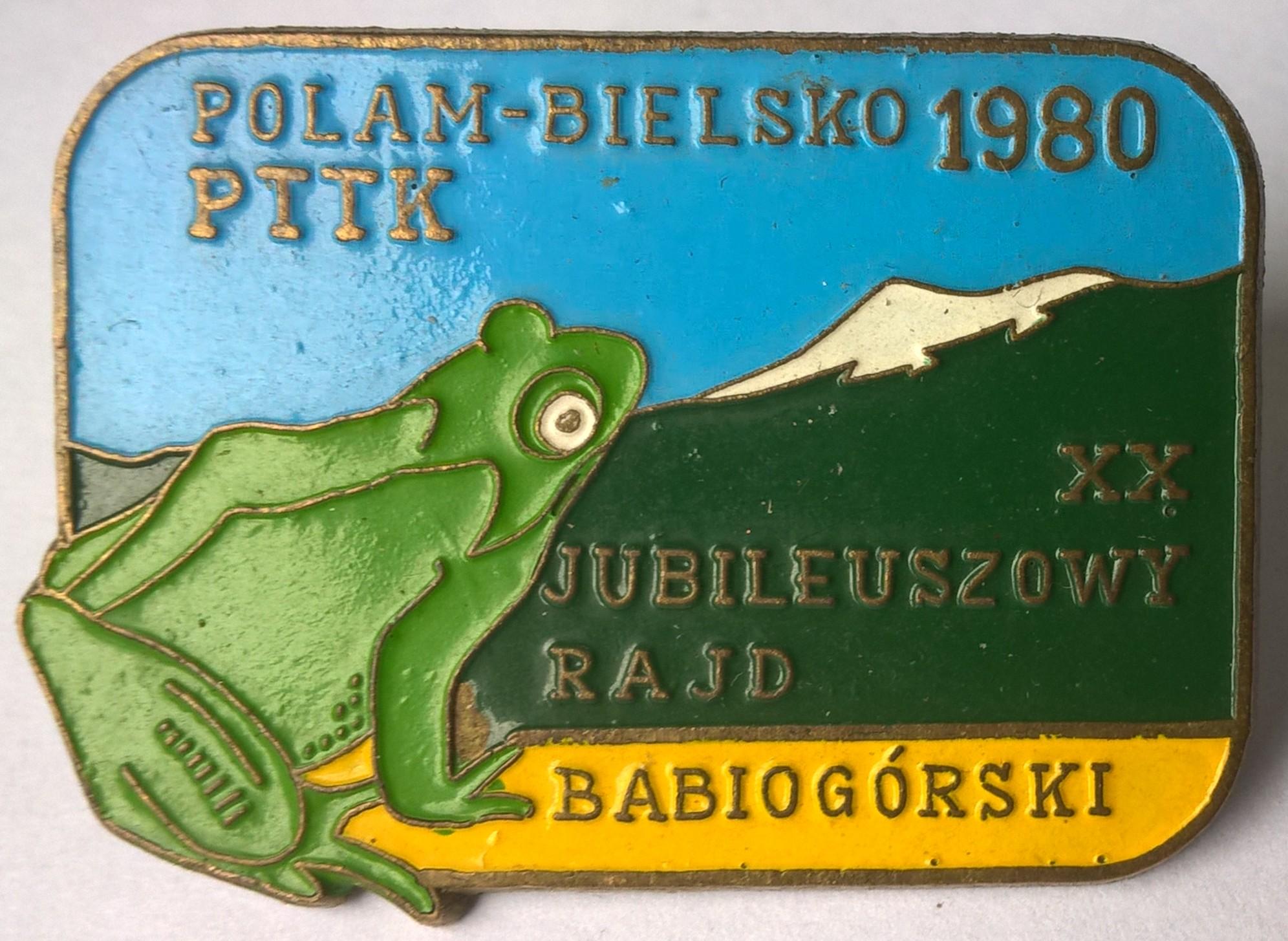 Odznaka turystyczna - XX Jubileuszowy Rajd Babiogórski, POLAM-BIELSKO 1980 PTTK