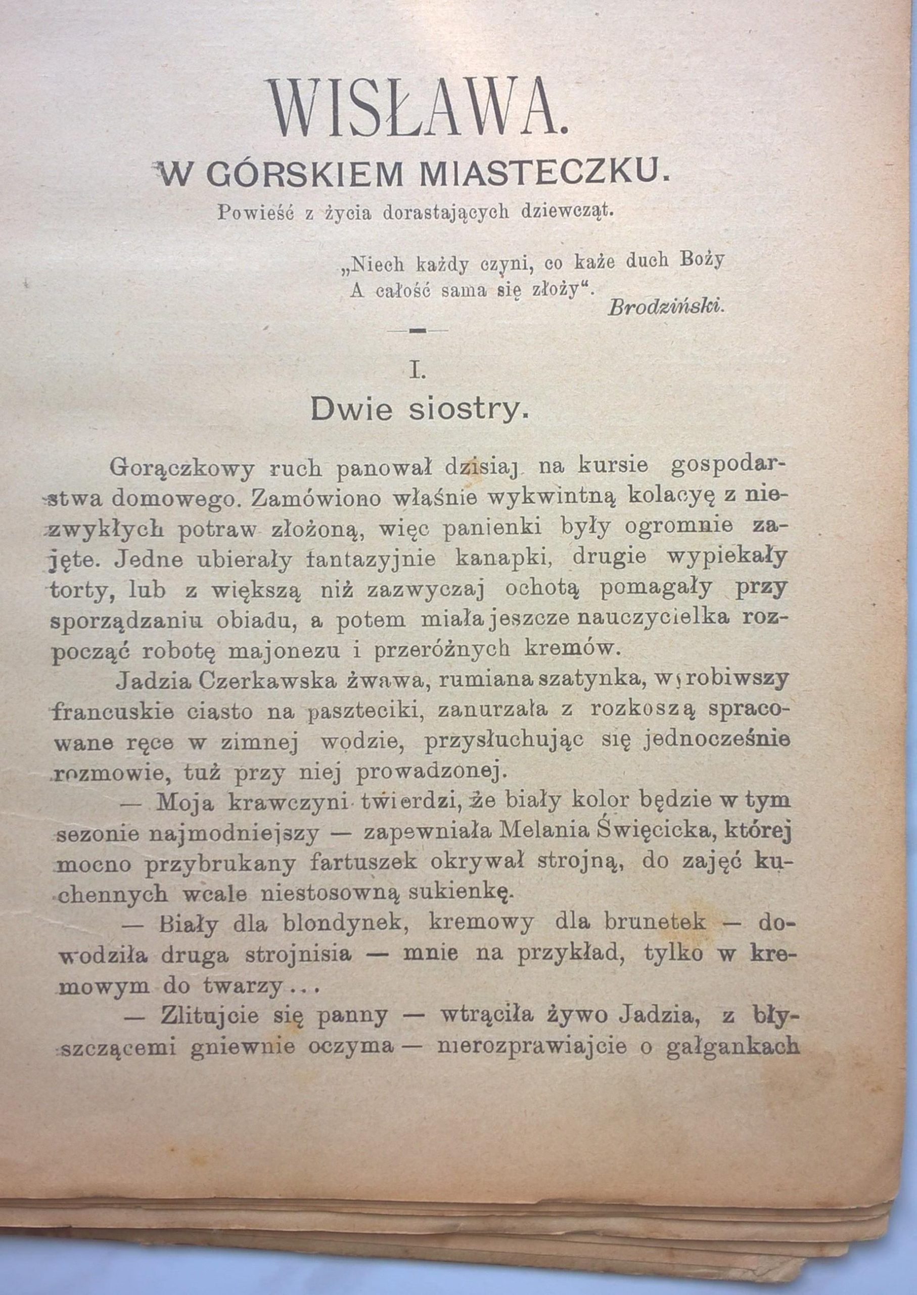 Książka "W górskiem miasteczku - powieść z życia dorastających dziewcząt" Wisława, 1908 r. - nagroda dla uczennicy
