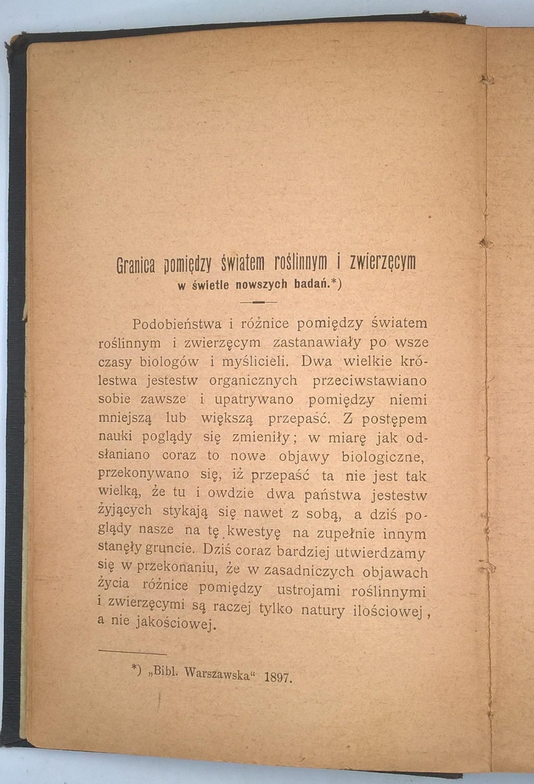 Książka "Szkice i odczyty z dziedziny biologii" Józef Nusbaum, 1900 r.
