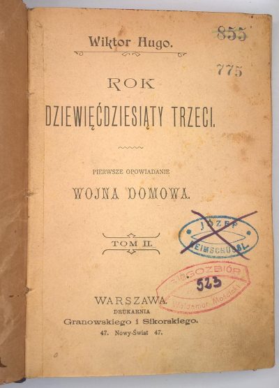 Książka - "Rok dziewięćdziesiąty trzeci - Wojna domowa" Wiktor Hugo