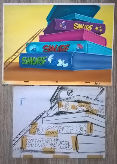 Zestaw animacyjny z bajki Smerfy - projekt i tło