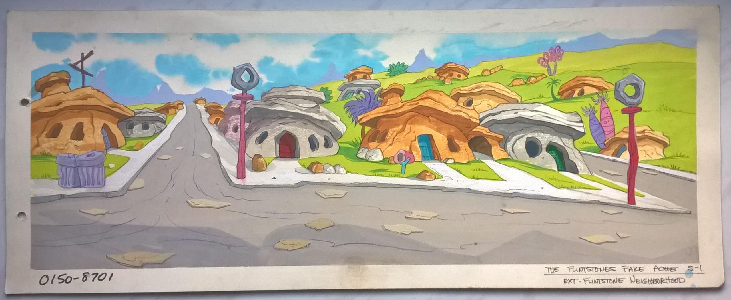 Oryginalne tło animacyjne z bajki THE FLINTSTONE KIDS - The Flintstone Fake Ache