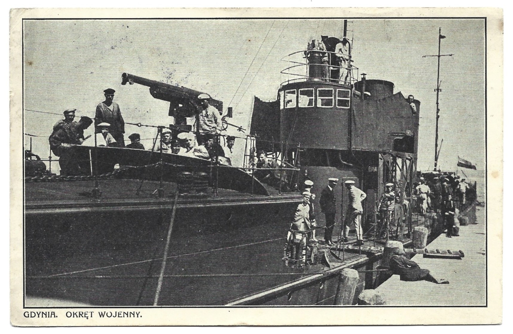 Pocztówka - GDYNIA. Okręt wojenny, 1927 r.