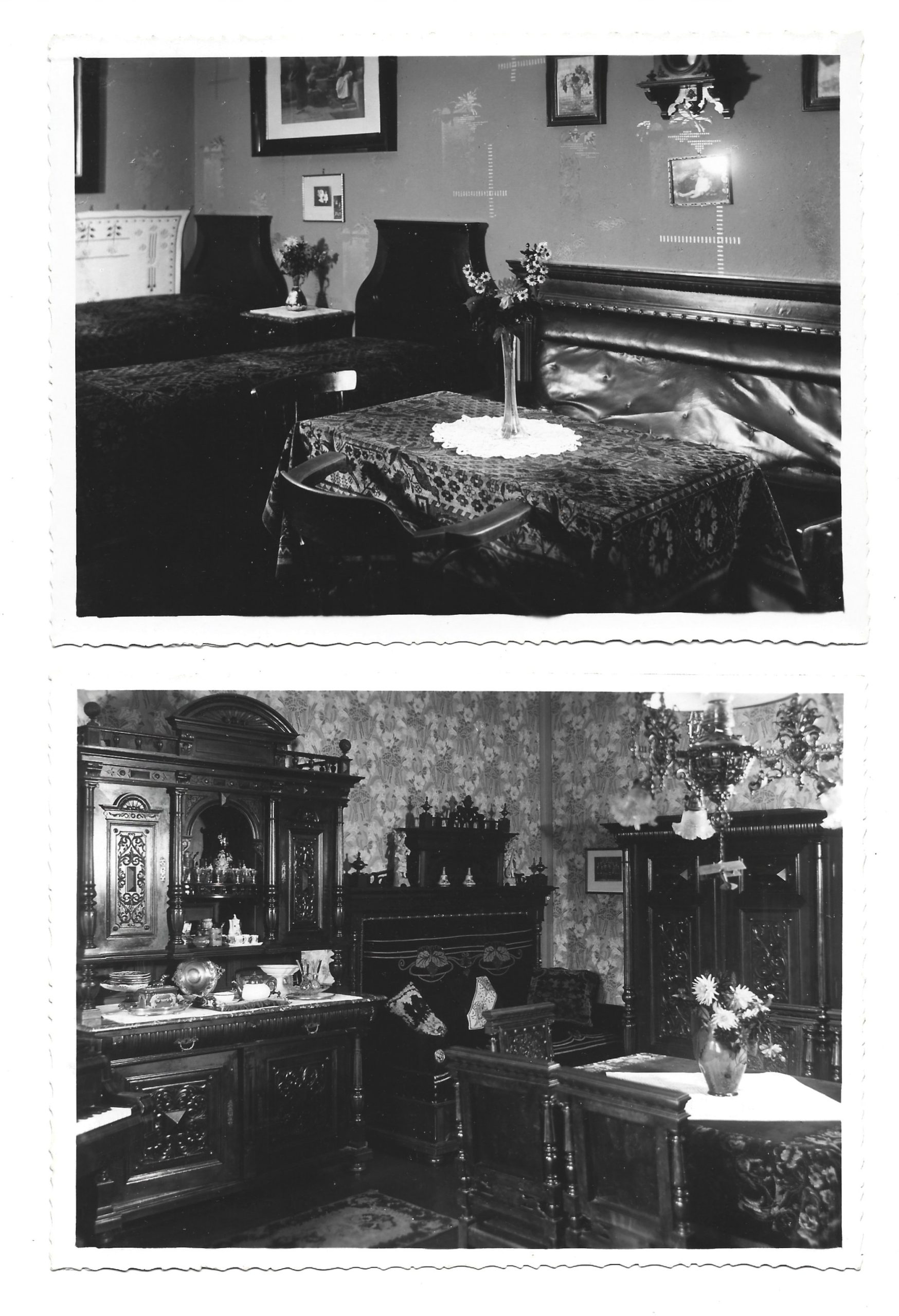 Zestaw zdjęć (3 szt.) – wnętrze mieszkania - salon, 1900-1915 - FOTO PREROVSKY, TRINEC-JABLUNKOV (Trzyniec-Jabłonków)