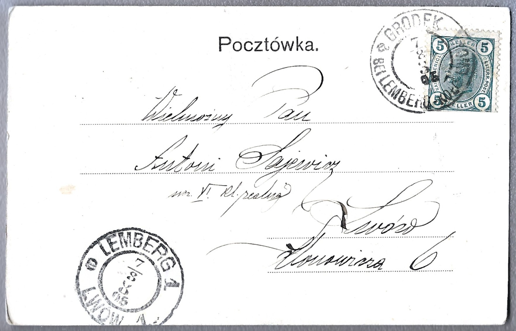 Pocztówka - Pomnik Jagiełły w Gródku, 1905 r. - Kresy wschodnie
