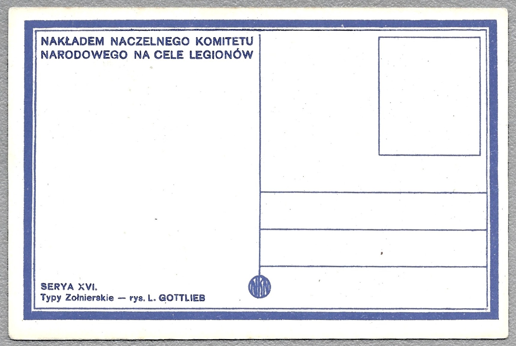 Pocztówka - żołnierz Legionów Polskich - rys. L. Gottlieb