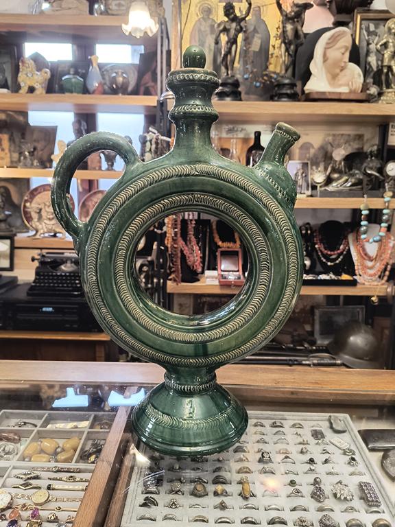 Duży dzban ceramiczny zielony